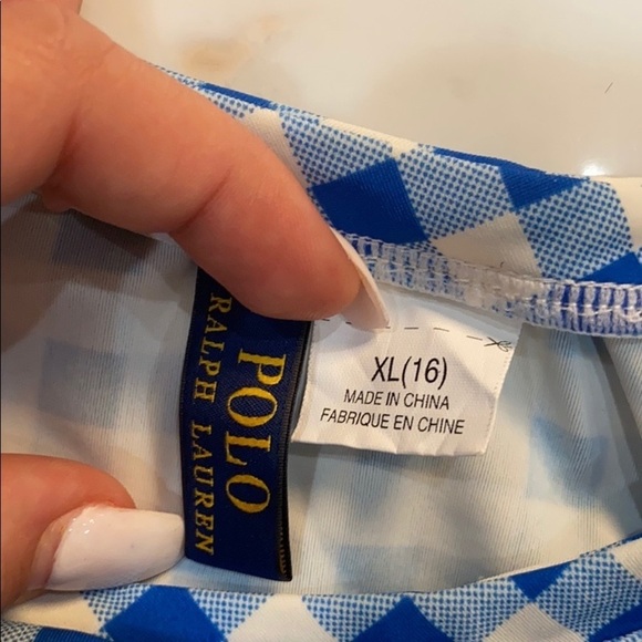 Ralph Lauren blue checkered rash guard - Picture 4 of 4